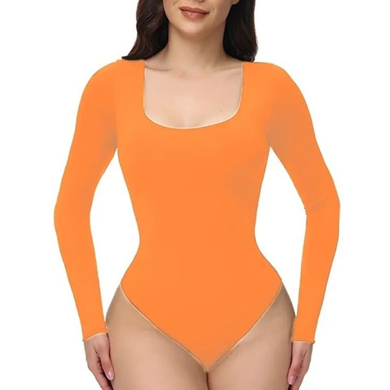 Women Long Sleeve Bodysuit Fashionable Charming Slim Fitting Body Leotard