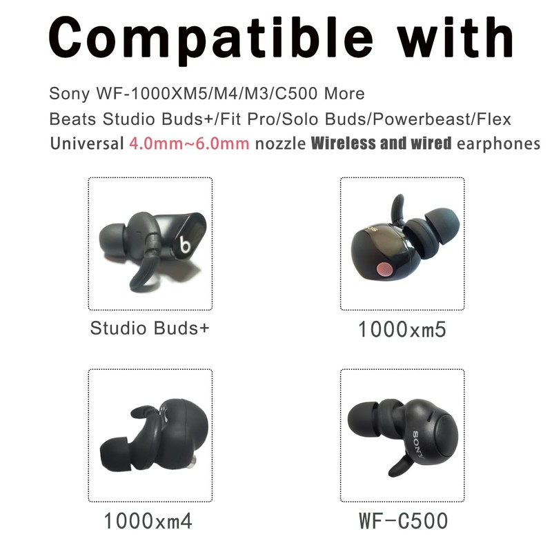 Silicone Ear Hooks for Sony WF-1000XM5 Replacement Earbuds Tips WF-1000XM5