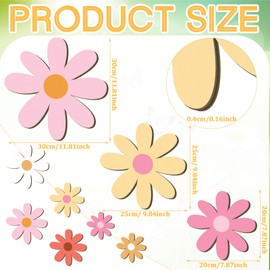 Thyle 6 Pcs Boho Daisy Wall Decor Boho Nursery Decor for Girls Natural Wall Hanging Bohemian Wooden Wall Art Farmhouse Flower Hanging Signs Decor for Home Office Nursery