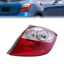PIAOYUE- For 2009 2010 2011 2012 2013 2014 Toyota Matrix Halogen Tail Light Rear Brake Lamp Right Passenger Side Black Housing Clear & Red Lens