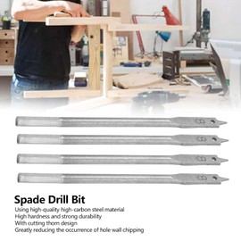 4-Piece Spade Drill Set, Wood Drill Set, 8 mm Carbon Steel Paddle Flat Drill Bit, Wood Hole Saw Cutter, Woodworking Tool for Wood, Fibreglass, Plastic, PVC