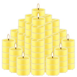 3.5-Hour 100Pack Yellow Tealight Candles, Outdoor and Indoor Summer Scented Candle,Natural Soy Wax Candle for Home Patio Garden Yard Balcony,BBQ Birthday Emergency