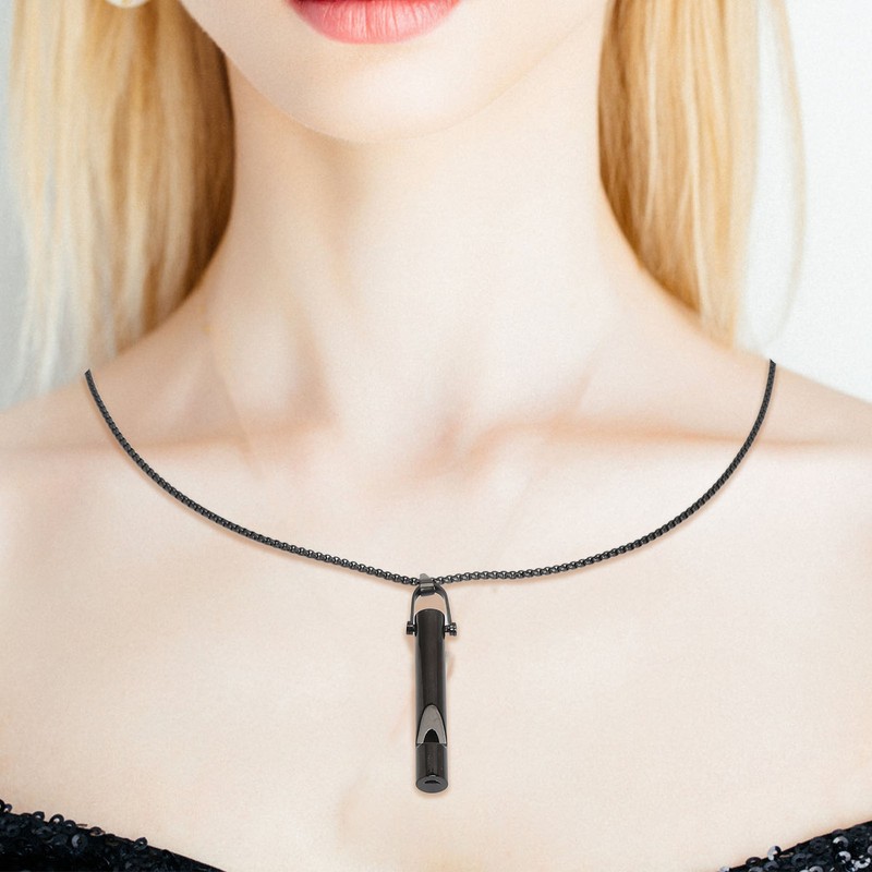 Whistle Pedant Necklace Reduce Anxiety Cylindrical Deep Breathing Stress Relief