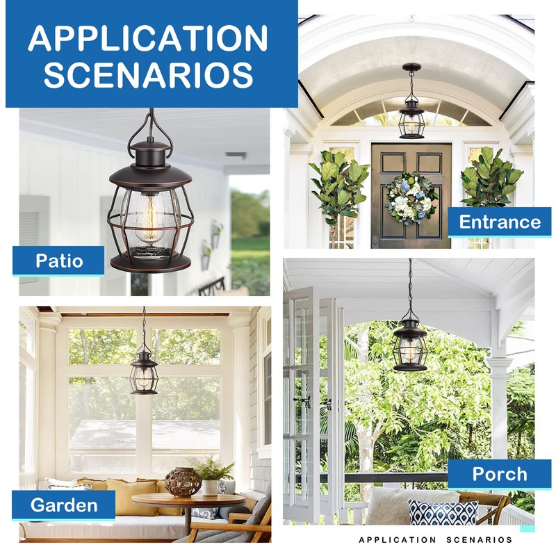 MrSconce Outdoor Pendant Light, Farmhouse Exterior Hanging Light Fixture with