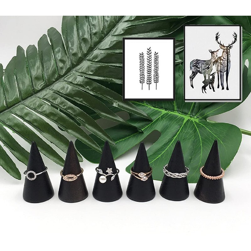 desikaky Ring Stand, Ring Storage Case, Jewelry Stand, Wooden Cone