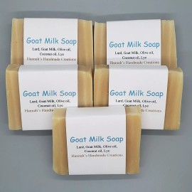 Homemade 5 pack of Goat Milk Soap - Colorant, Fragrance, and Palm oil free