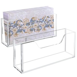Guest Towel Holder, Acrylic Vertical Napkin Holder for Table, 2pcs Paper Towel Dispenser for Bathroom, Clear Countertop Disposable Hand Towels Organizer Napkin Tray for Home Kitchen Restaurant Hotel