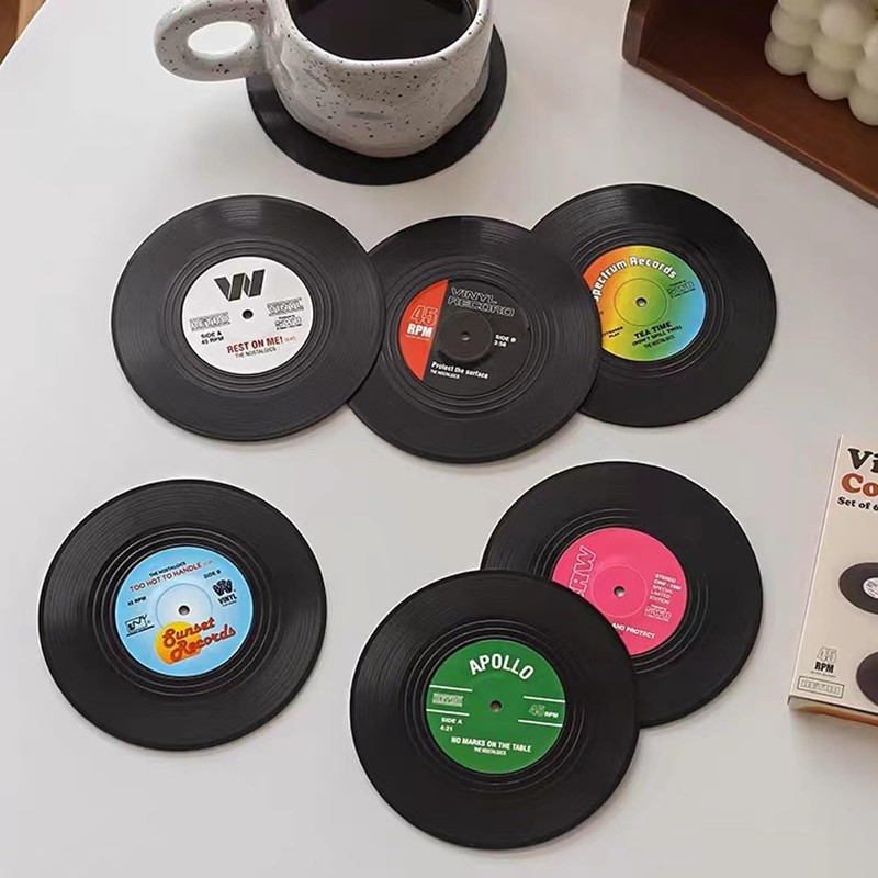 BDSHUNBF Pack of 12 Vinyl Record Coasters, Coasters with Holder,
