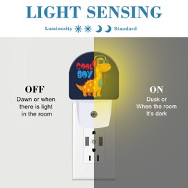 Uiaoiais Cool Dinosaur Night Light for Kids, LED Night Light Plug into Wall with Dusk to Dawn Sensor for Girls Boys Women Men Room Decor, Hallway, Kitchen, Bathroom, Nursery, Stairs