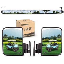 10L0L Golf Cart Folding Side Mirror and 4 Panel Rear View Mirror, Universal fit EZGO Club Car Yamaha, Adjustable Wide Panoramic Golf Cart Mirrors Combo