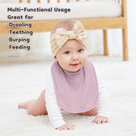 Susurration Susurration Muslin Baby Drool Bibs 10Pack Soft Square Adjustable Bandana Bibs for Unisex Baby Girls & Boys (Plum)