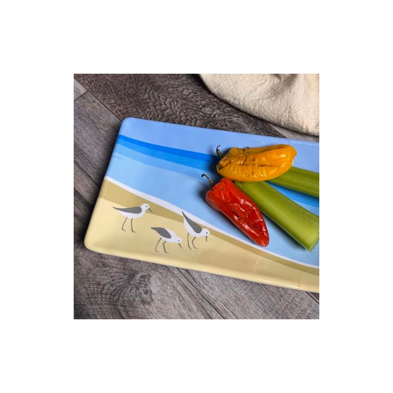 Sandpipers by Kate Nelligan 8-1/2" x 5-1/2" Melamine Snack Tray,