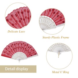 QIRMIZI 10 PACK Fabric Folding Handheld Fans, Perfect for Weddings, Parties, and Dancing,Red