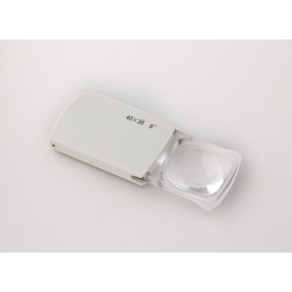 LED-6P 6X LED Lighted Pocket Magnifier. Slide Out Lens. Made in USA.