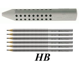 Faber-Castell Grip 2001 187100 Triangular Eraser Grey + 6 HB Pencils