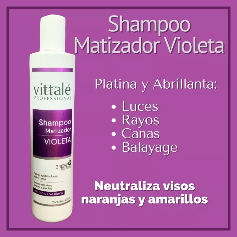 Vittale Shampoo Matizador Violeta Cabello Rubio 320ml 12 Pzs