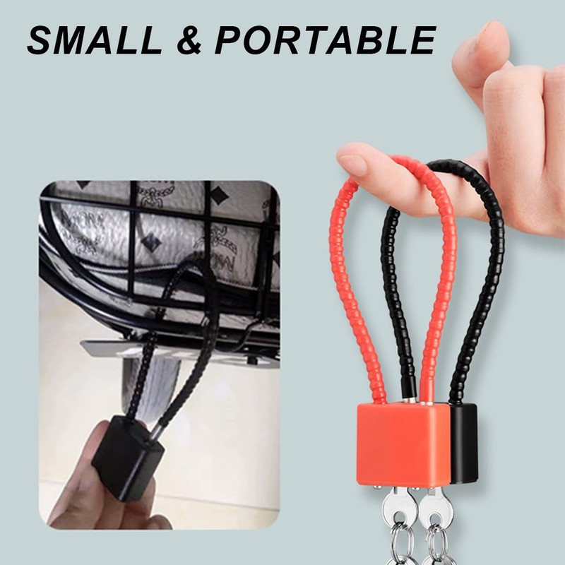 2 Pack Padlock Flexible Cable Small Cable Padlock Steel Rope
