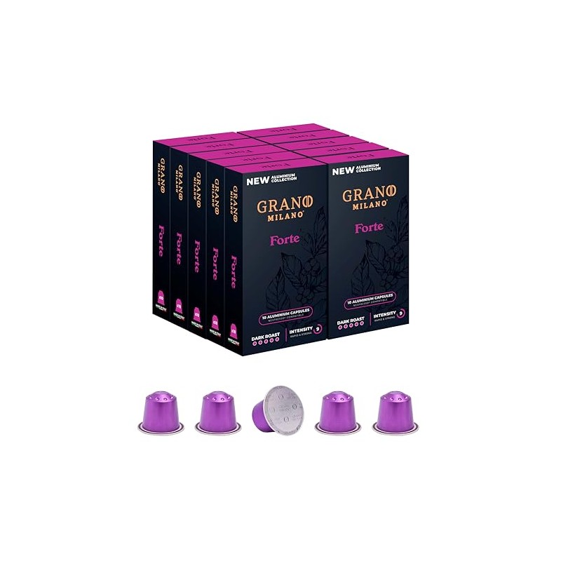 Grano Milano Forte - 100 Aluminium Coffee Pods Compatible with