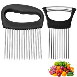 2pcs Onion Slicer, Onion Holder For丨Vegetable Slicer Holder, with 16 Long Needles & 10 Long Needles Kitchen Appliance, for Cutting Vegetable, Fruit, Potato, Meat, Easy to Clean