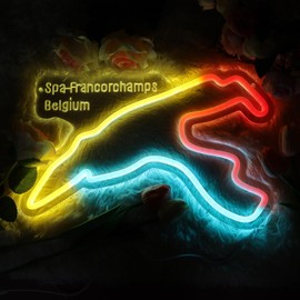 Jesalah Spa-Francorchamps Neon Sign - Racing-Themed USB LED Sign, Easy Hanging Kit & Vibrant Wall Decor for Racing Fans, Gaming Rooms, Garage & Motorsport-Themed Bars