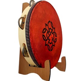 Celtic Knot Tambourine with optional illuminated display stand - Accessory: Tambourine + Stand