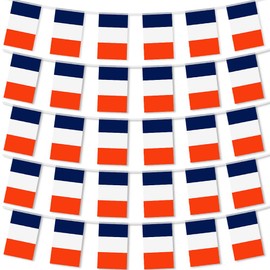French Flag, Rectangular French Flag Banner, 30 French Flags Streamer for Festival Decoration (Total 10 Metres)
