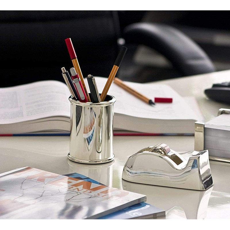 Edzard Pen Holder, Silver, Round, 3.5 inch - Pen Box,