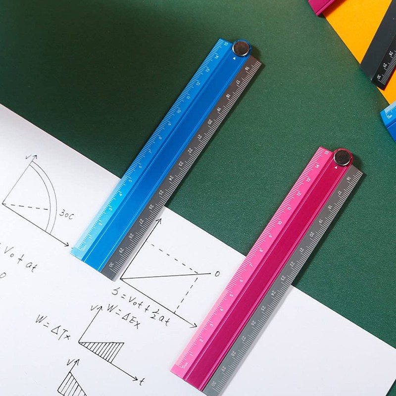 MISUVRSE Aluminum Alloy Foldable Ruler Simple Folding Metal Stationery Rule