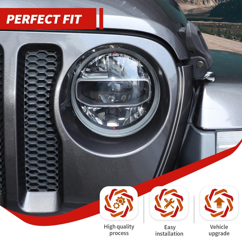 Amayum Headlight Covers Smoked Front Light Trim Covers Fit for