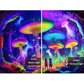 bzwcbei Blacklight Mushroom Tapestry, Black Light Tapestry Aesthetics Wall Hanging for Bedroom, Glow in the Dark Moon Tapestries Poster Blanket College Dorm Home Decor 60X40Inches