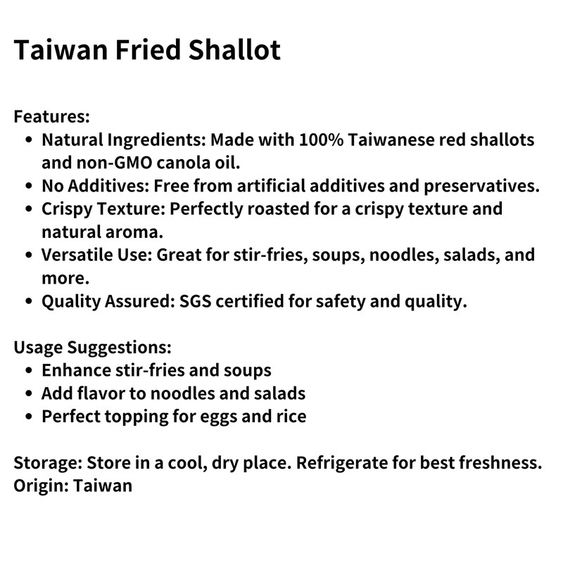 Cheng Chi Non-GMO Taiwan Fried Shallots - Premium Taiwanese Seasoning,