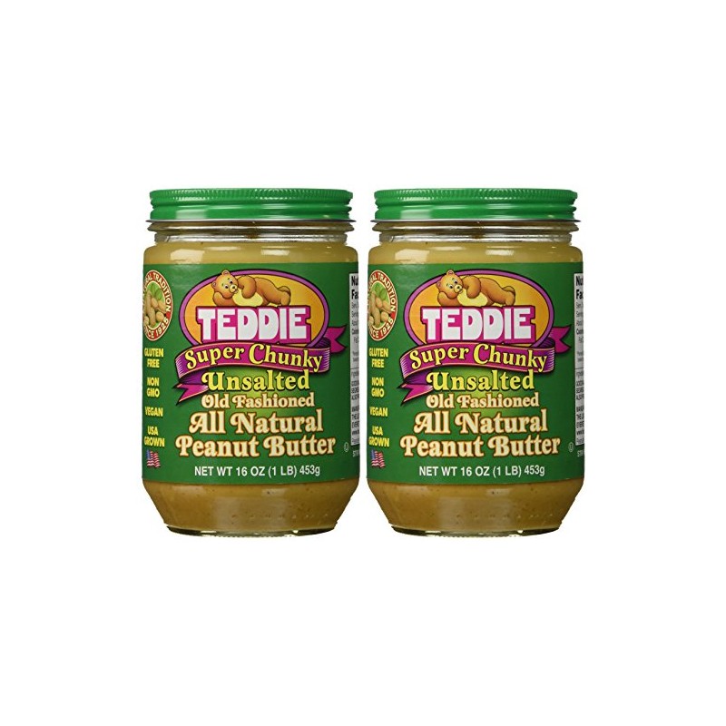 Teddie All Natural Peanut Butter, Super Chunky Unsalted 2pk, Gluten
