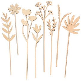 Gartely Wood Birth Flower Wooden Wildflowers Stems Bouquet - 8 Laser Cut Flowers for Memorial Home Decor, Mom's Birthday Gift, Grandma Gift - Paintable Floral Arrangements