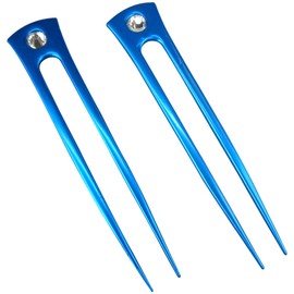JWL HAWNKOA PRODUCTS (2) Anodized Aluminum Two Prong Straight 6" Hair Forks Unbreakable Waterproof Pick Pic Pin Comb Hawaiian Style (Aqua)