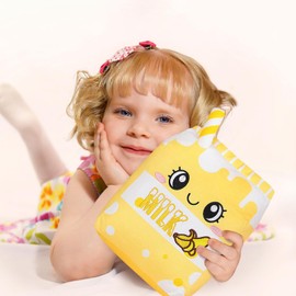 Ditucu Cute Banana Milk Plush Pillow Fruit Stuffed Animal Toys Kawaii Plushie Cartoon Soft Doll Home Hugging Gifts for Kids Yellow 9.8 inch