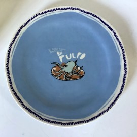 Anthropologie The Original Tinned Fish Candle Dessert Plate Octopus Blue NIB