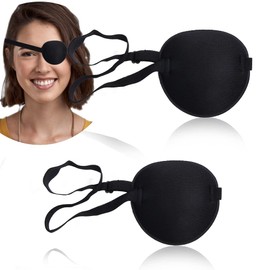 Dorkis Paquete de 2 Parches de Ojos, Parches para Ojos, Parches Suaves Para Ojos Perezosos Para Ojos Izquierdo o Derecho, Parches para Ojos Ajustables, Color Negro