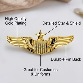 30 Pcs Pilot Wing Pins Gold Tone Alloy Set for Uniform Costume