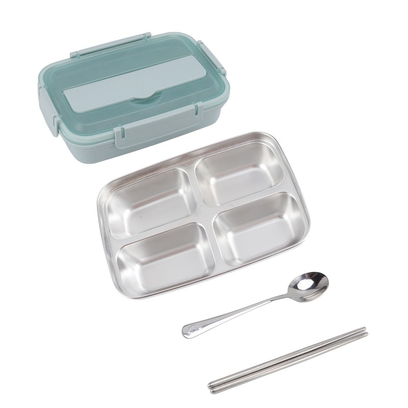 Lunch Box 4 Compartments Design 304 Stainless Steel Matching Tableware