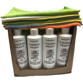 Colonel Brassy metal chrome aluminum plastic cleaner wholesale case 12-pack with 12-pack GRACE I AM microfiber polishing cloth