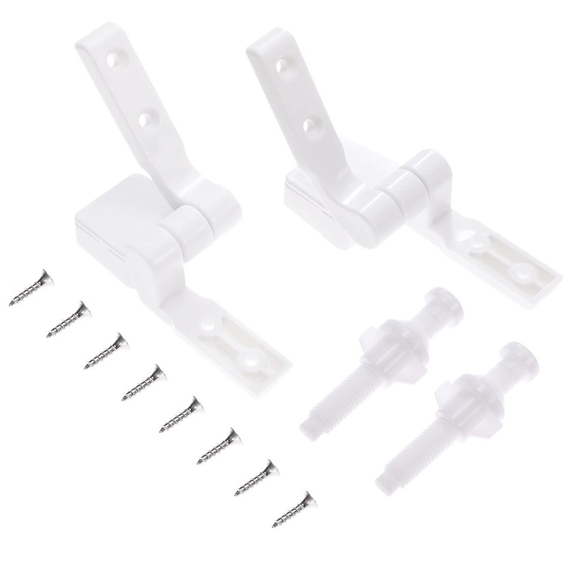 Canomo Universal White Plastic Toilet Seat Hinges Replacement with Bolts