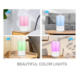 BlueHills Premium 2000 ML XL Large Essential Oil Diffuser Aromatherapy Humidifier for Large Room Home 40 Hour Run Huge Coverage Area Lights 2 Liter Extra Large Capacity Diffuser White Wood Grain E004