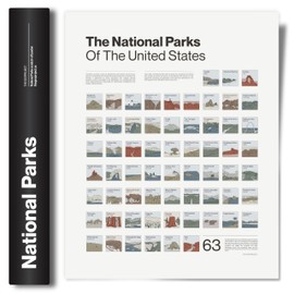 National Parks Scratch Off Poster, Parks of the USA Map Checklist Print,16x20- ALL 63 Parks, US Travel Map Print, USA Gift for Travelers Road Trip