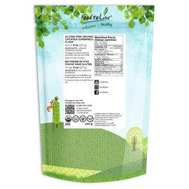 Food to Live Food to Live Gluten Free Organic Chickpea Flour, 8 Ounces Non-GMO, Finely Milled Dried Garbanzo Beans, Vegan, Kosher, Bulk. High in Folate, Dietary Fiber, Protein. Perfect for Baking,