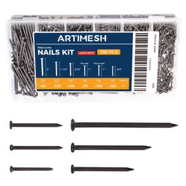 Black Nails for Hanging Wall Decor Tapestry Pictures Frame,760PCs Picture Hangers, 6 Sizes Finish Nails Assortment Kit, Frame Nails and Finishing Nails