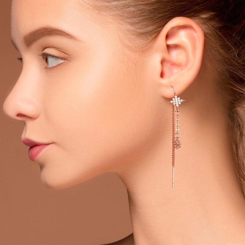 CQQNIU 2 Pairs of Star Tassel Earrings, Long Earrings, Fashionable