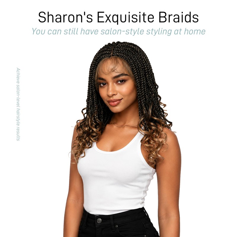 Full Lace Twist Braided Wig with Curly Ends for Black