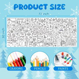OHOME Winter Giant Coloring Poster/Tablecloth-Winter Decorations - 30 x 72 Inches Jumbo Coloring Banner Kids Crafts Gifts Activities Decor Party Decorations