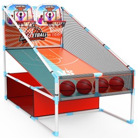 2-Player Arcade Basketball Game Set,Upgraded Indoor Hoop with LED Light Electronic Scoreboard 4 Balls,Carnival Games Sports Toys Kids 3-12 for Home Party Backyard Outdoor Boys Girls Toddlers Gifts