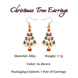 Ticome Christmas Tree Earrings,Cartoon Oil Dripping Christmas Tree Creative Alloy Earrings, Fashionable and Versatile Holiday Decorations, Christmas Themed Decorations, Gifts for Girls and Women